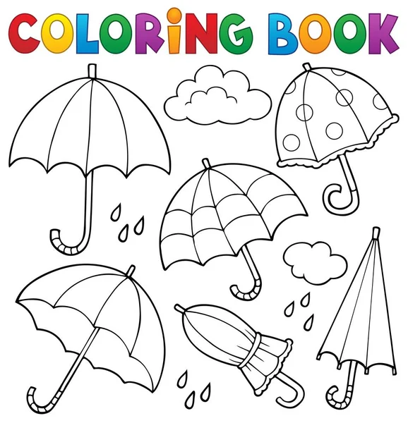 Libro Para Colorear Paraguas Tema Conjunto Eps10 Vector Ilustración — Archivo Imágenes Vectoriales