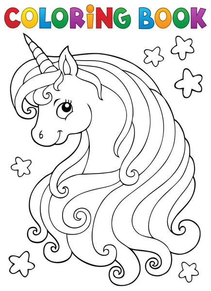 Libro Para Colorear Cabeza Unicornio Tema Eps10 Vector Ilustración — Vector de stock