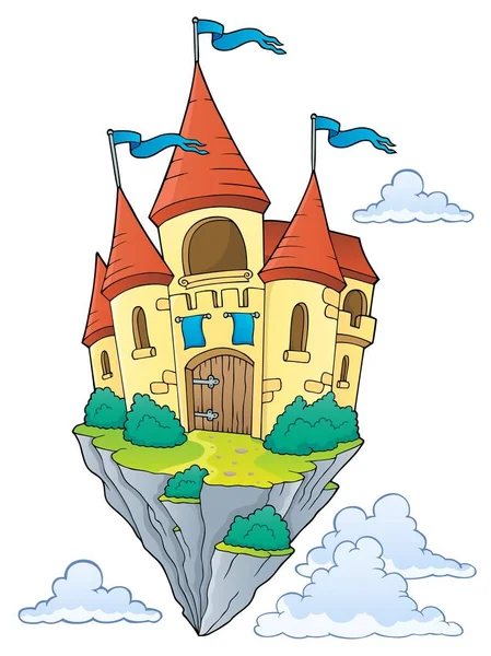 Imagem Tema Castelo Voador Eps10 Ilustração Vetorial — Vetor de Stock