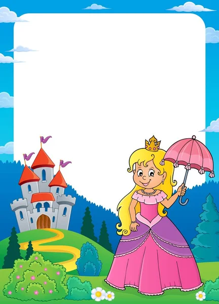 Prinses Met Paraplu Thema Kader Eps10 Vector Illustratie — Stockvector