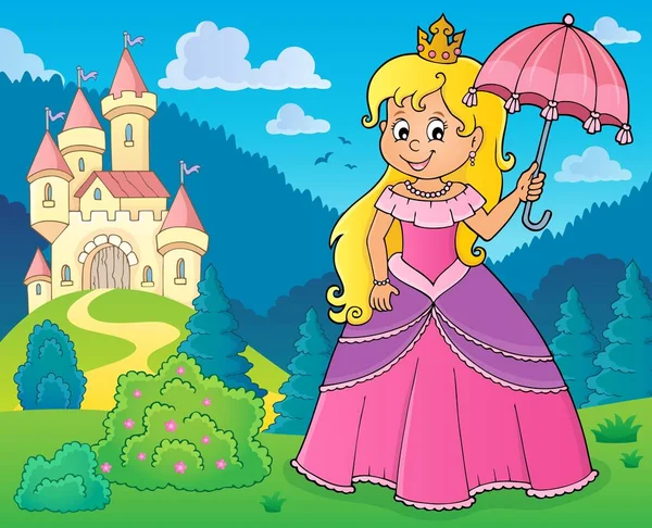 Prinzessin Mit Regenschirm Thema Bild Eps10 Vektor Illustration — Stockvektor