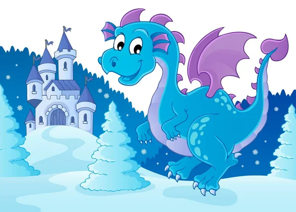 Winter Dragon Theme Image Eps10 Vector Illustration — Stock Vector