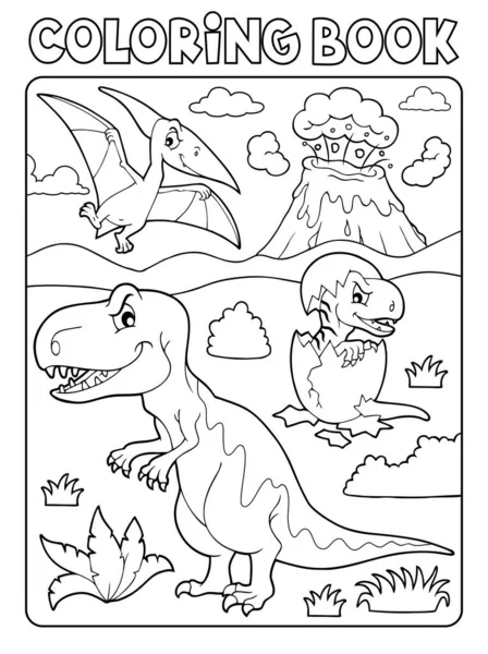 Libro Para Colorear Dinosaurio Tema Imagen Eps10 Vector Ilustración Vector de stock
