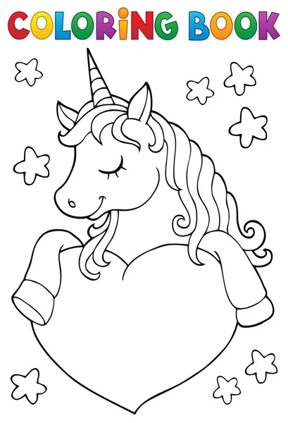 Malbuch Einhorn Und Herz Eps10 Vektorillustration Stockillustration