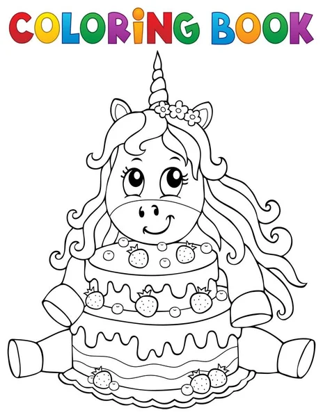 Coloring Book Unicorn Cake Eps10 Vector Illustration Stock Illustration