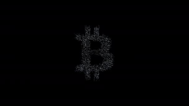Σύμβολο Του Bitcoin Εκατομμύρια Στοιχεία Κάνει Bitcoin Σύμβολο Στο Χώρο — Αρχείο Βίντεο