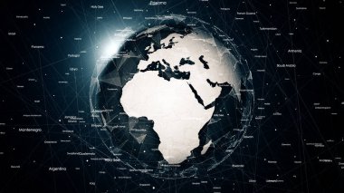 Genel ağ bağlantıları. dünyada iletişim sosyal medya, teknik resimde ülkede bağlanma