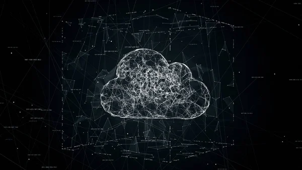 クラウド コンピューティングの概念図では クラウド技術の背景 クラウド ストレージ ファイアウォールの後のキューブに配置雲の記号 — ストック写真