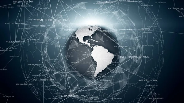 Global network connections. connecting hashes around the world, communication in social media, tech illustration