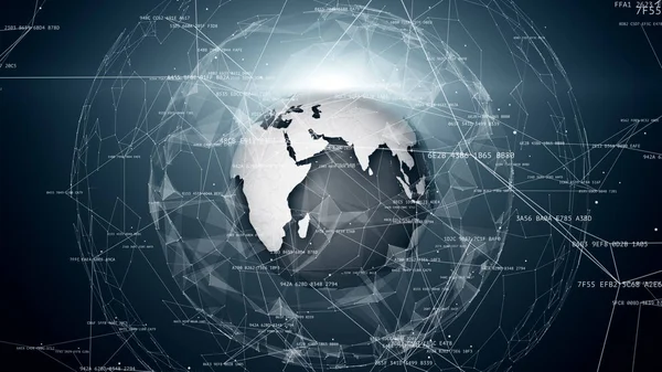 Global network connections. connecting hashes around the world, communication in social media, tech illustration