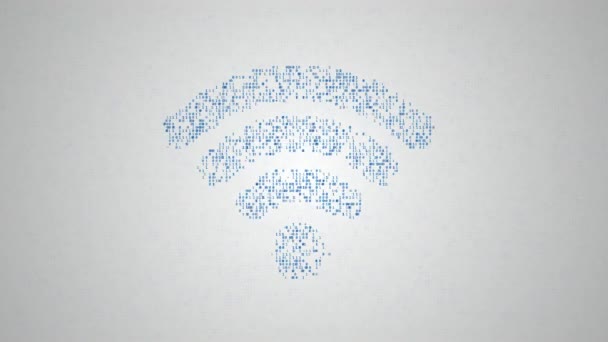Binary code make closeup silhouette of wi-fi sign — Stock Video