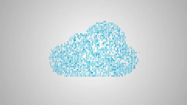 cloud computing illustration, binary code in the form of a cloud symbol