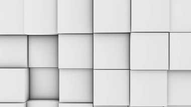 3D resim, arka plan, küpler yoğun birbirine bitişik hacimsel dalgalı hareket