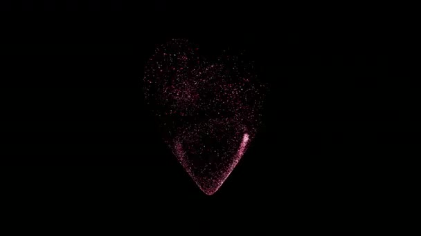 Particles randomly fill the heart shape — Stock Video