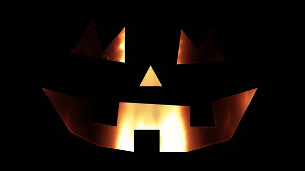 illustration for the holiday halloween, silhouette of halloween pumpkin at night with burning fire inside
