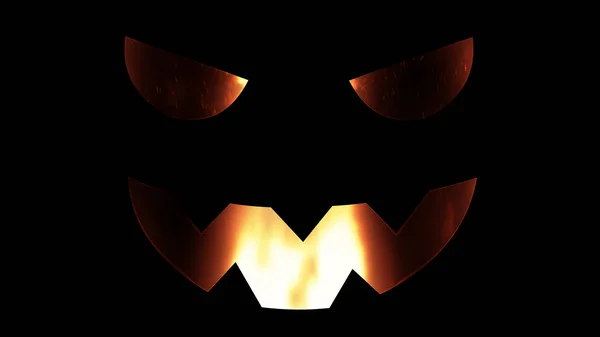 illustration for the holiday halloween, silhouette of halloween pumpkin at night with burning fire inside