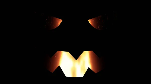 Illustration Holiday Halloween Silhouette Halloween Pumpkin Night Burning Fire — Stock Photo, Image