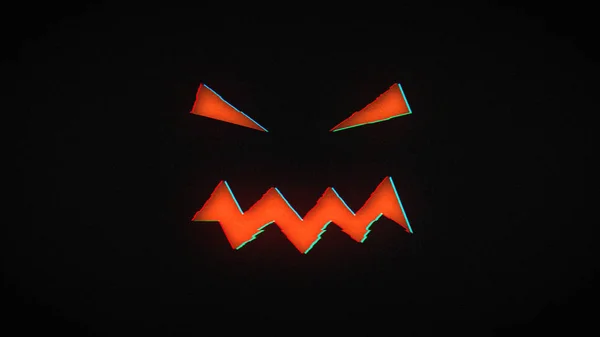 Illustration För Semestern Halloween Silhuetten Halloween Pumpa Natten Med Glitch — Stockfoto