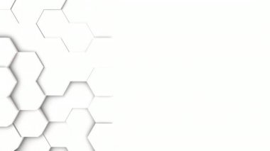 Soyut altıgen geometrik yüzey, hafif parlak temiz en az Altıgen ızgara desen, saf duvar mimari beyaz hareketli arka plan tuval sallayarak rasgele