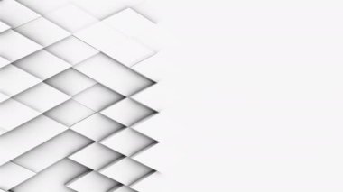 Soyut elmas geometrik yüzey, hafif parlak temiz en az rhombic ızgara desen, saf duvar mimari beyaz hareketli arka plan tuval sallayarak rasgele