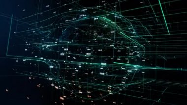 Bulut teknoloji, küresel bilgi işlem sembolü bulut bu geliştirme, rasgele sayılar ve diğer öğeleri hangi Soyut 3d bilgi teknolojisi animasyon oluşturma