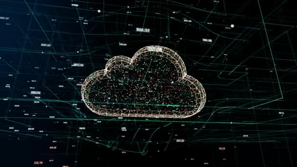 Cloudová Technologie Cloud Computing Symbolem Globální Rozvoj Náhodná Čísla Další — Stock video