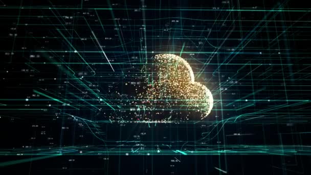 Cloud Technology Cloud Computing Symbole Développement Informatique Mondial Nombres Aléatoires — Video