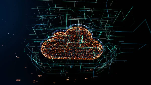 Tecnologia Cloud Simbolo Del Cloud Computing Numeri Casuali Altri Elementi — Foto Stock