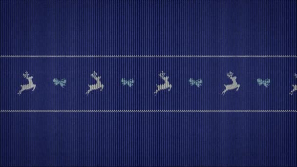 移动的圣诞节鹿和弓在框架在蓝色背景 — 图库视频影像