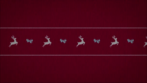 Moving Christmas Deer Bows Frame Red Background — Stock Video