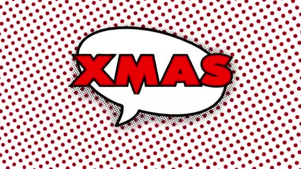 Appearing Speech Bubble Xmas Lettering Polka Dot Background — Stock Video