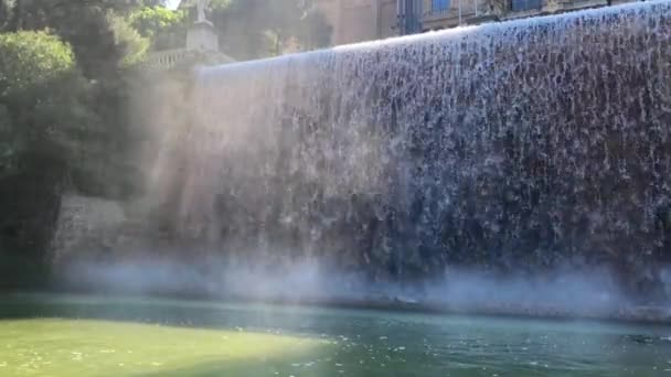 Fountain Water Falling Sunlight — Stock Video