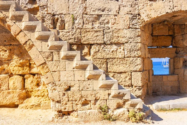 Befestigungsanlagen Der Mittelalterlichen Stadt Rhodos Griechenland — Stockfoto