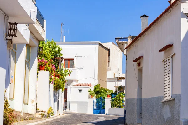 Calles Griegas Con Casas Blancas Isla Rodas Grecia —  Fotos de Stock