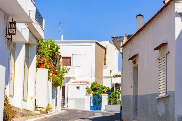 Strade Greche Con Case Bianche Sull Isola Rodi Grecia — Foto Stock