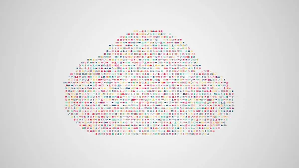 Illustration des Cloud Computing Konzepts aus einer Reihe von Symbolen der Mod — Stockfoto