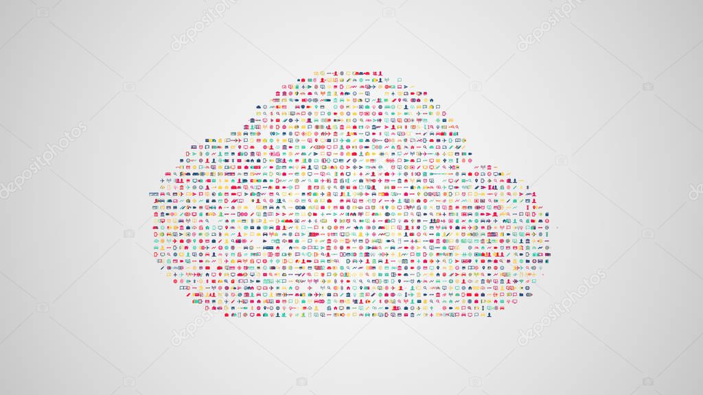 Cloud computing concept illustration from sets of symbols of mod