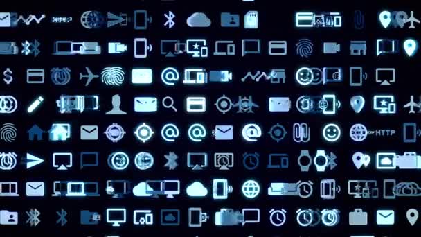 Bakgrund från uppsättningar av symboler av det moderna livet — Stockvideo