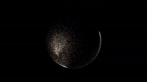 Explosão com partículas na esfera — Vídeo de Stock