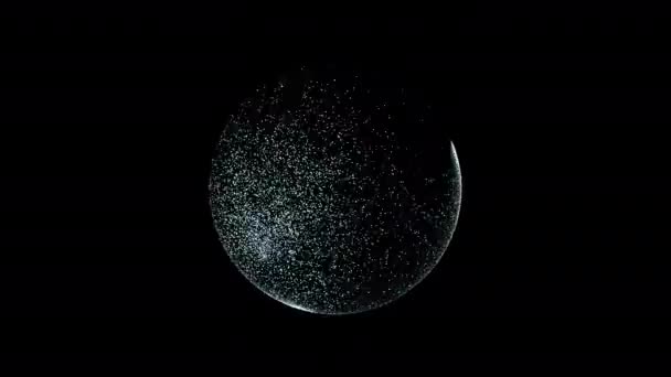 Explosão com partículas na esfera — Vídeo de Stock
