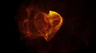 Kalp şeklin çevresinde parçacıkları ile patlama