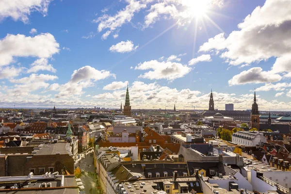 Krásný výhled na Kodaň shora na kulatou věž — Stock fotografie