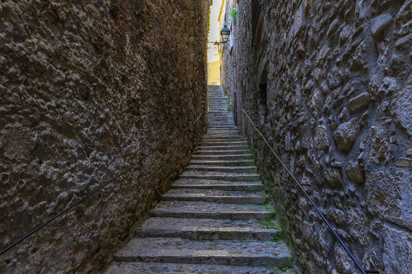 Narrow streets of the old town Girona, Catalonia