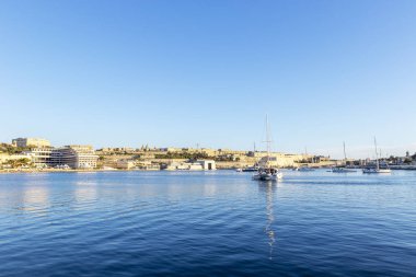 Manoel Adası, Malta'dan görüldüğü gibi doğal akşam Valletta silüeti manzarası