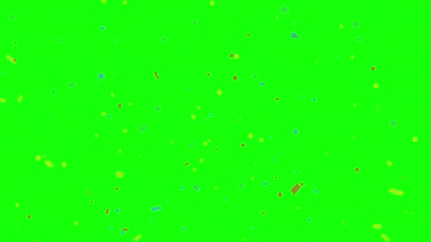 Yeşil arka planlar üzerinde renkli konfeti parti popper patlamalar — Stok video