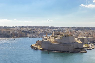 Birgu'daki St. Angelo Kalesi, Yukarı Barrakka Bahçeleri'nden görünüm, Valletta, Malta