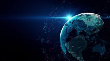 Dünya'nın saydam gece haritası ile Dünya küreyavaş kendi ekseni etrafında döner