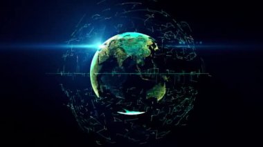 Dünya'nın saydam gece haritası ile Dünya küreyavaş kendi ekseni etrafında döner