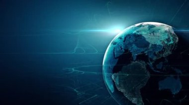 Dünya'nın saydam gece haritası ile Dünya küreyavaş kendi ekseni etrafında döner