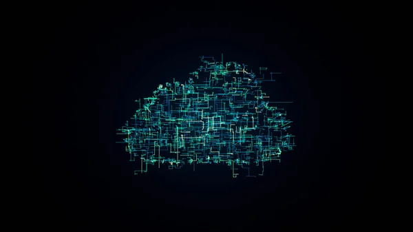 Símbolo de computação em nuvem, linhas aleatórias criando forma de nuvem — Fotografia de Stock